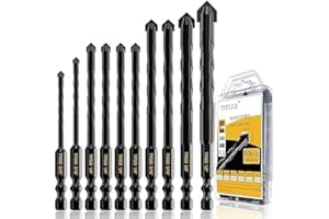 Concrete Drill Bit Set - Masonry Drill Bit, Professional Masonry Drill Bit Set (10PCS) for Concrete/Glass/Brick/Cement/Tile/Wood/Etc, Industrial Strength Carbide Drill Bits Tip, 5/32"-1/2" by TITGGI