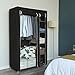 SONGMICS 43 Inch Portable Clothes Closet Wardrobe with Non-woven Fabric and Hanging Rod Quick and Easy to Assemble Black ULSF007