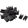 RANIT 20Pcs Slot Width Max 12mm Chair Foot U Shaped Floor Glides Tubing Caps Cover,Fit Furniture Leg Dia 12mm Black