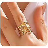 Stringex Chunky Gold Statement Knuckle Rings for Women Adjustable Silver Bold Thick Finger Ring Simple Open Irregular Geometry Ring Jewelry Accessories