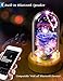 Moon Harbor Preserved Forever Rose Bedside Lamp Bluetooth Speaker, Unique Present for Her, Women Girlfriend on Valentine Day, Enchanted Flower LED Night Light Music Player in Glass Dome, Blue Rose
