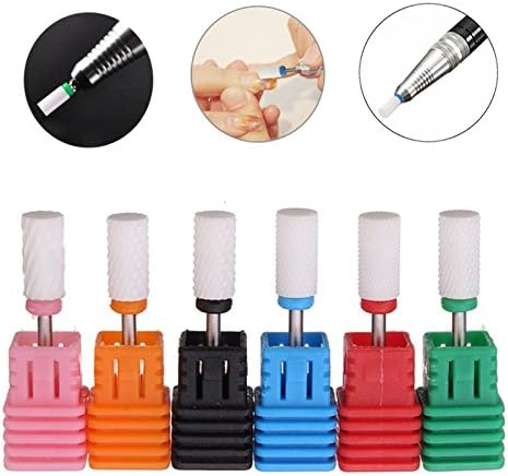 6Pcs/Set Ceramic Nail Drill Bit, Nail Art Tools Electric Manicure Accessories Cutter Nail File Tool