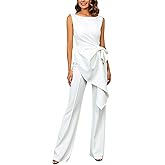 winkbay Women's 2 Piece Evening Party Outfit Elegant Wrap Sleeveless Asymmetrical Top and Pants Set