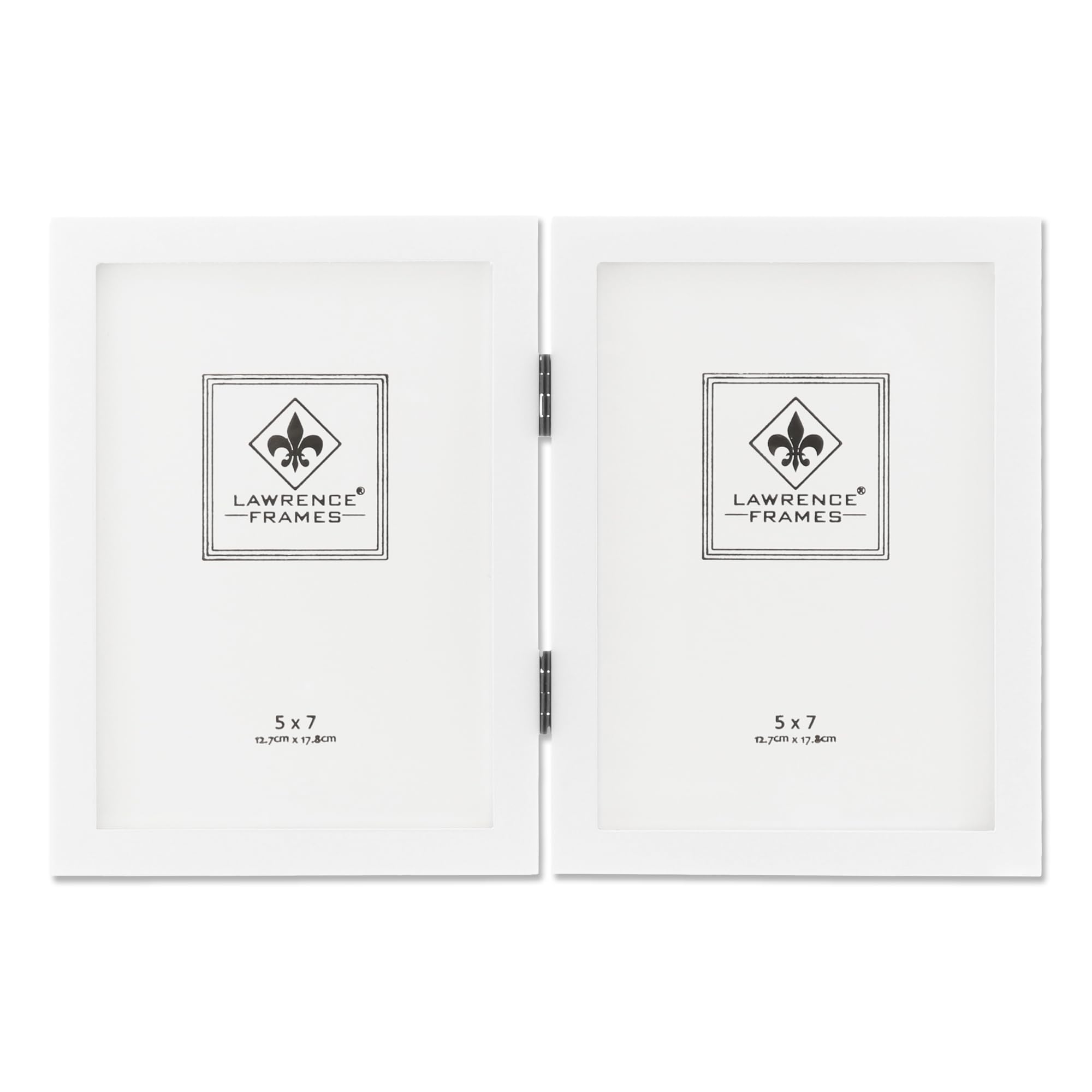 Lawrence Frames Hinged Double White Wood Picture Frame, Gallery Collection, 5 by 7-Inch — image 1
