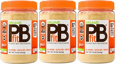 Organic All-Natural Peanut Butter Powder, 15 oz ( 3 Jars)