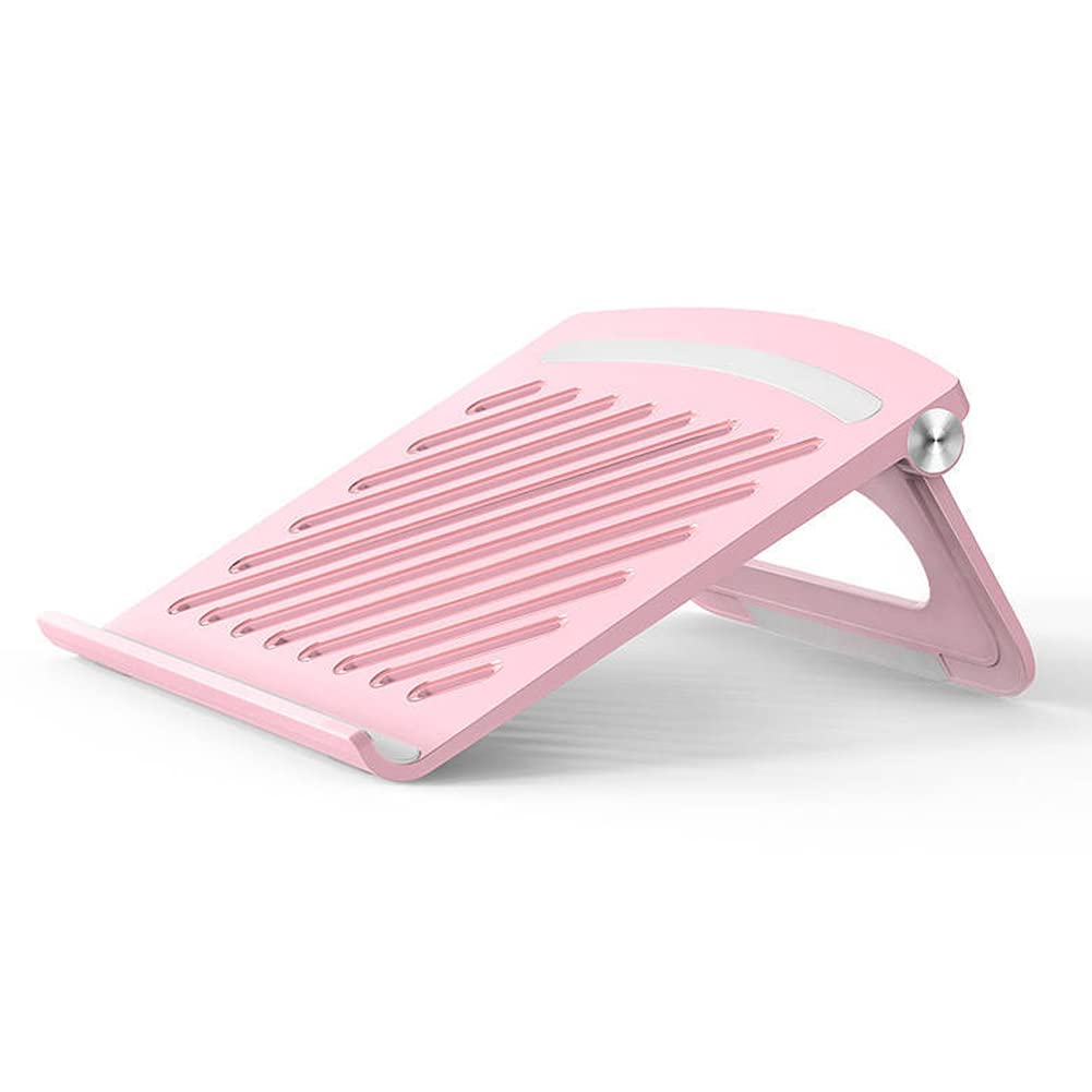 Breeze Letter Laptop Stand, Stable Notebook Holder for Desk Voiceless Foldable Computer Desktop Riser Adjustable Unrestricted Use Angle Ventilated Laptop Mount -Within 17'' (Pink)