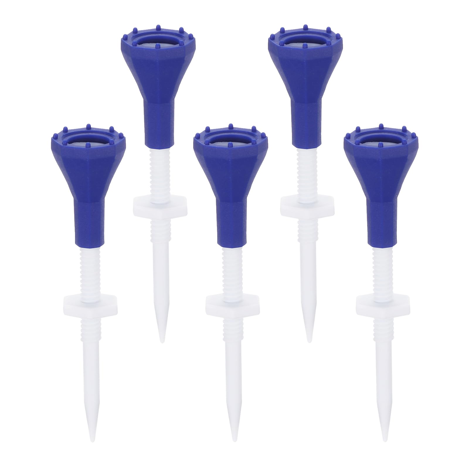 PATIKIL Golf Tee, 5 Pack Adjustable Height Plastic Golf Tees with Triangle Mark Golf Training Driving Range Tee Golf Accessories, Blue (3-1/2 Inch)