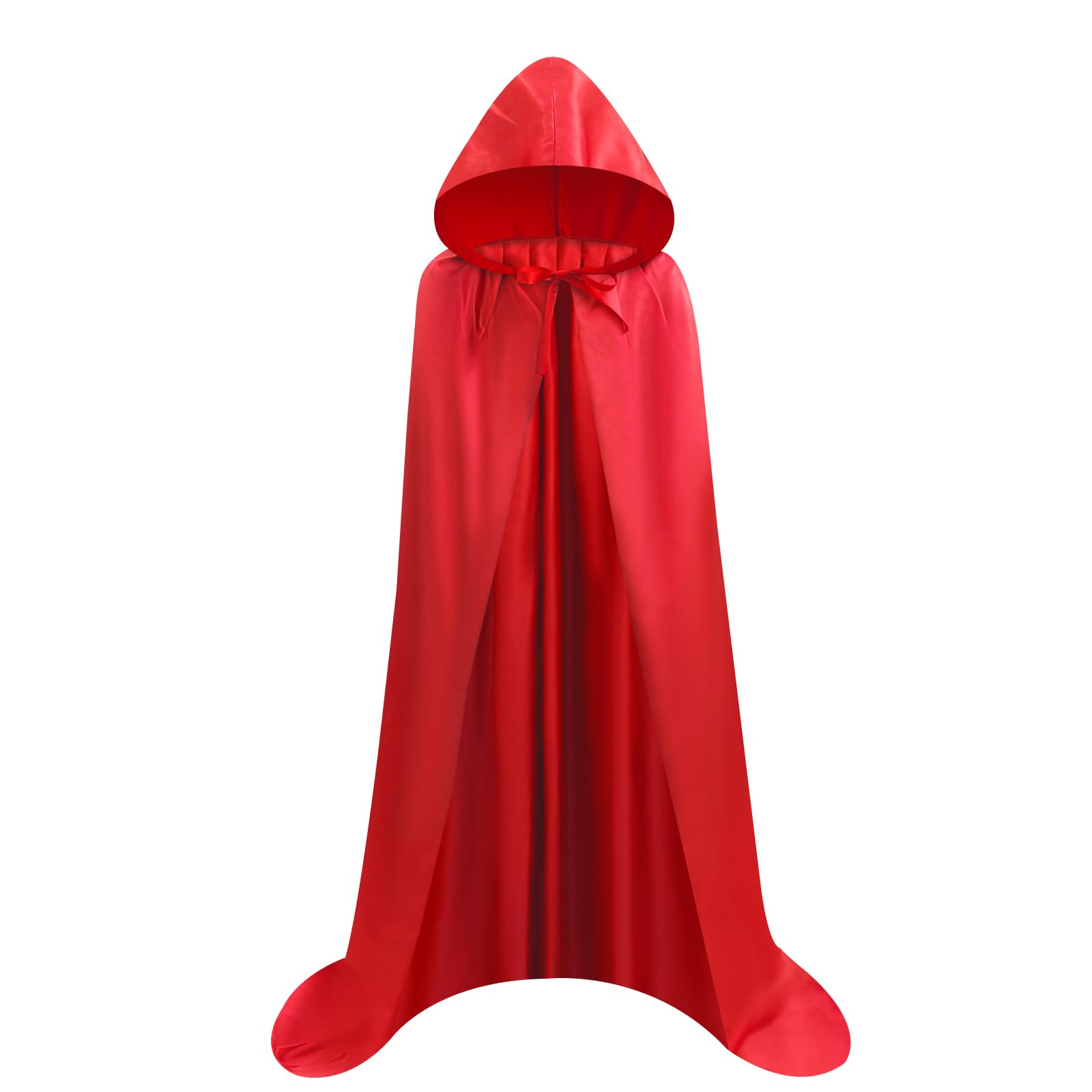 Proumhang Hooded Cloak Long Cape Grim Reaper Vampire Witch Carnival Halloween Adult Wizard Costume Red