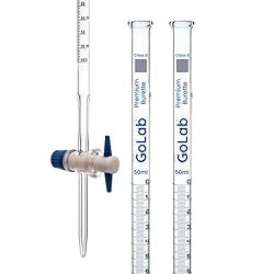 10pcs GoLab Laboratory Class B Burette, 50mL - PTFE