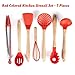Silicone Cooking Utensils Set for Kitchen: 7 Piece Red Silicone Kitchen Utensil Set - BPA Free Heat Resistant Non Stick Silicone Tools with Wooden Handles - Kitchen Gadgets & Accessories Starter Sets primary
