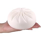 Anboor Dumplings Squishies Toys, Jumbo Slow Rising Kawaii Squeeze Dough Ball Steamed Bun Squishies,White