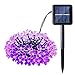 Qedertek Solar String Lights, Cherry Blossom 22ft 50 LED Waterproof Flower Outdoor String Lights for Patio,Lawn,Garden,Holiday,Halloween Solar Lights,and Festivals Decorations (Purple)