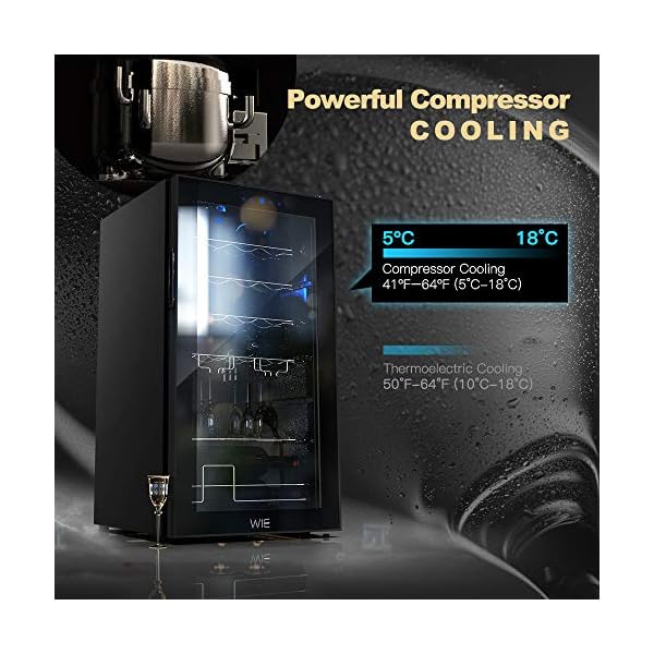 Wine-Refrigerator-28-Bottle-Compressor-Refrigerator-Freestanding-Wine-Cellars-Digital-Touch-Display-UV-Protective-Finish-Auto-Defrost-with-Wine-Aerator-Pourers-Black