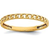 JewelryWeb 14k Solid Yellow Gold Link Design Ring Ring for Women