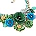 LovelyCharms Green Blue Flower Floral Statement Necklace Chunky Pendant