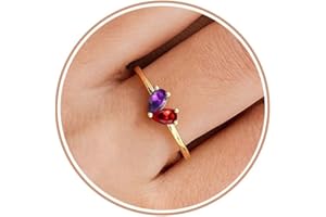 TOSGMY Gold Birthstone Rings for Women Non Tarnish Stackable Ring Dainty 14K Gold Plated Heart CZ Emerald Gemstone Ring Wedding Engagement Promise Ring Birthday Personalized Valentines Day Gifts for Her