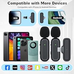 2 Pack Wireless Lavalier Microphone for Android