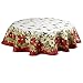 Violet Linen Decorative European Blossom Christmas Tablecloth, Poinsettia & Holly Berry Print - 70