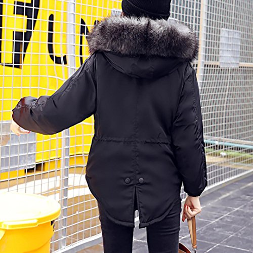 image for Kimloog Women Winter Faux Fur Hooded Paka Waist Zipper Button Jacket C