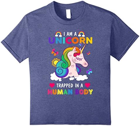Kids I'm a Unicorn Shirt Unicorn Trapped in Human Body 10 Heather Blue