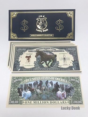 50 X Lucky Donk Novelty fake play money Beautiful Wild Horses One Million Dollars Bill in a special Lucky Donk envelope