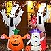Dreamone 4 Foot Halloween Inflatable Pumpkin with Skull for Halloween Indoor Outdoor Yard Garden Party Decorations