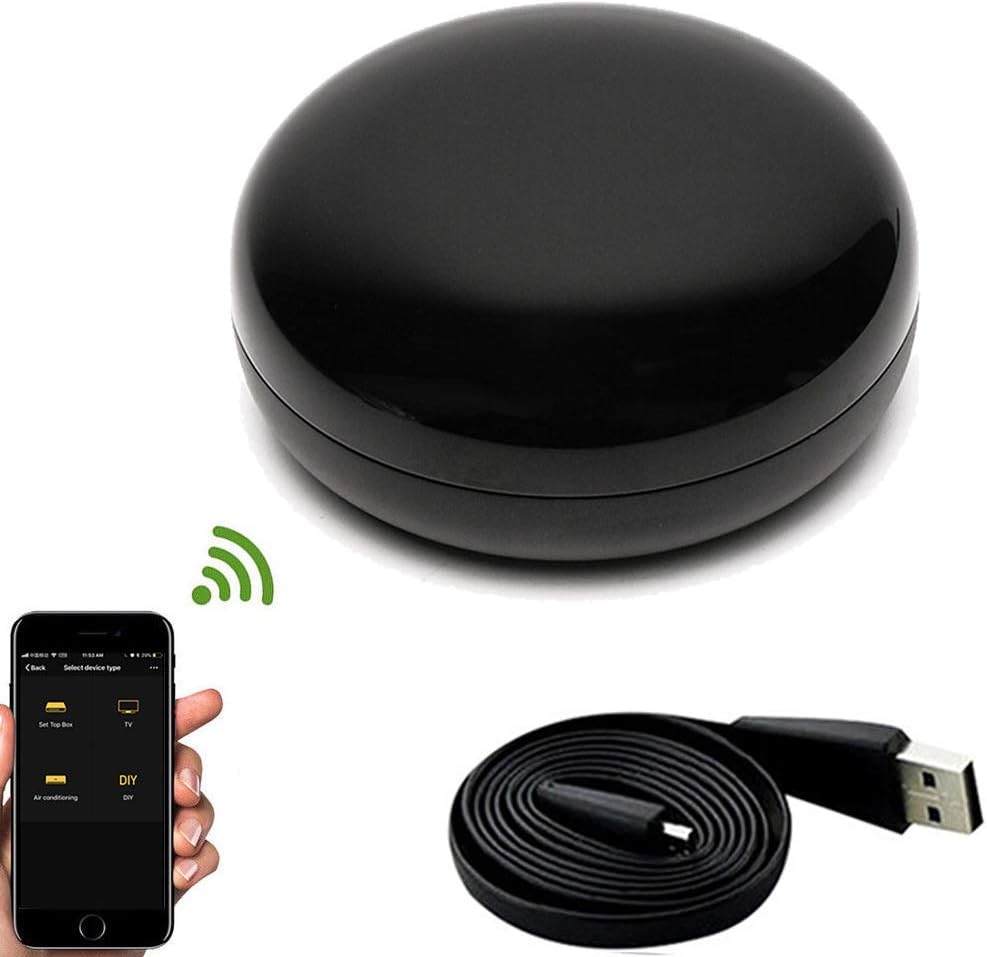 Mini Wifi Smart IR Control Hub,Universal Remote Controller for with App for Apple Android Compatible with Alexa & Google Home, for All Infrared Controlled Home Devices TV, STB, Air Condition (black)