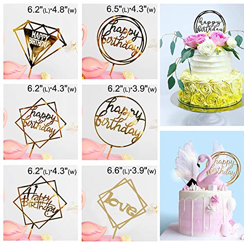 Acrylic Cake Toppers. Gold Happy Birthday Cake Topper Acrylic Cupcake ...