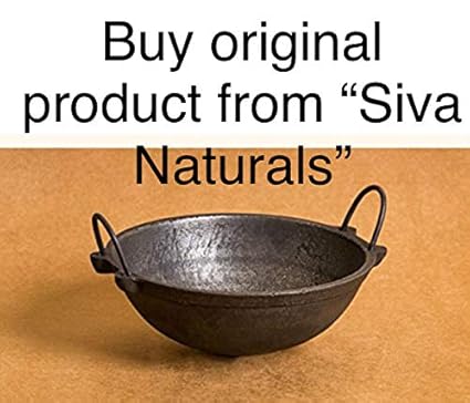 Siva Naturals Hand Made Cast Iron Kadai, 8.5-inch, 1.8kg