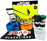 HopOn Slacklines - The Original Slackline Kit (50ft Classic and 80ft Longline) with Tree Protector and Video