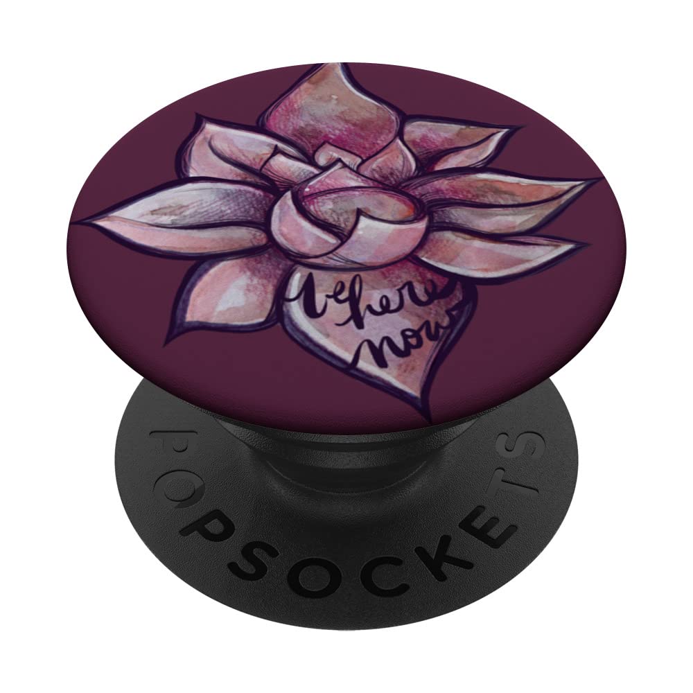 Pink Lotus Flower Art purple Be Here Now PopSockets Swappable PopGrip