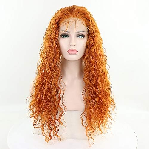 Candice Hair Synthetic Wig Lace Front Wigs Long Loose Curly with Baby Hair Natural Hairline Heat Resistant Fiber Lace Wigs Swiss Natural Orange Wig ForBlack Women 180% Density 24 Inch 2735