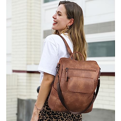 CLUCI Leather Backpack for Women Large Backpack Purse Convertible