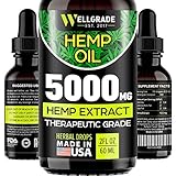 Hemp Oil for Anxiety Relief - 5000 MG - Premium Seed Grade - Natural Hemp Oil for Better Sleep, Mood & Stress - Improve Health - Vitamins & Fatty Acids - Made in The USA