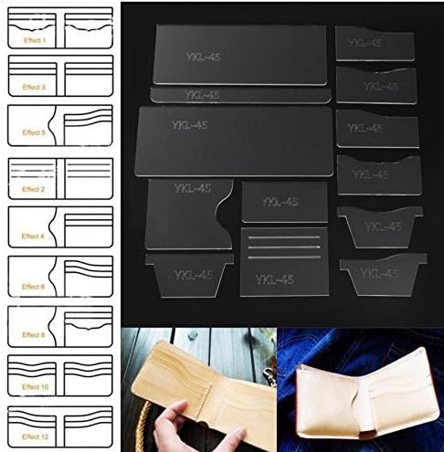 13Pcs Acrylic Wallet Stencil Template Drawings Set DIY Leather Hand Craft