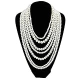 Multi Bling Long Multilayers Pearl Statement Choker Party Necklace