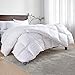 puredown® Goose Feather Comforter Full/Queen Size - All Season Duvet Insert, Ultra Soft Stripe 100% Cotton Shell Hotel Collection Comforters, 500 Thread Count with Ties (90x90'',Stripe White)