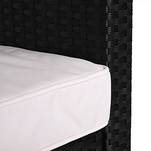 Casaria® Polyrattan Ecklounge Set WPC Esstisch Ecksofa inkl. 7cm Sitzauflagen 15cm Kissen Wetterfest Outdoor Lounge Garten Terrasse Balkon Möbel Schwarz – Bild 6
