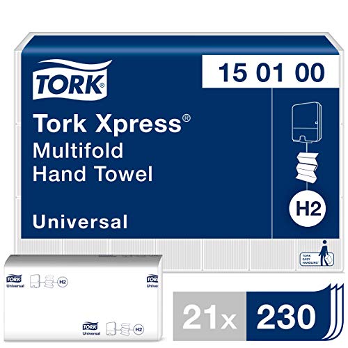 Tork Xpress Multifold-Handtücher Weiß H2, Universal-Qualität, kosteneffizient, 21 × 230 Tücher, 150100