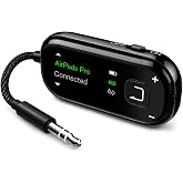 Avantree Voyager Airplane Bluetooth Adapter with OLED Display | Easy Pairing for AirPods, Bose &amp; Bluetooth Headphones, aptX Adaptive &amp; Auracast Audio Transmitter for Flights &amp; Travel