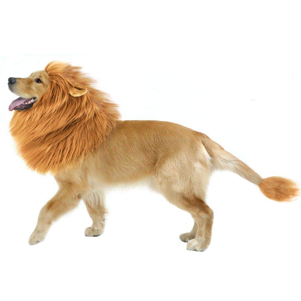 Kungfu Mall Dog Lions Mane Wig Dog Costume with Ears Adjustable Pet Costume Dog Dress for Under 74CM