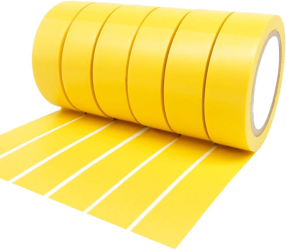 Yellow Electrical Insulation Tape 6 Roll PVC Strong Adhesive Tapes 17mm