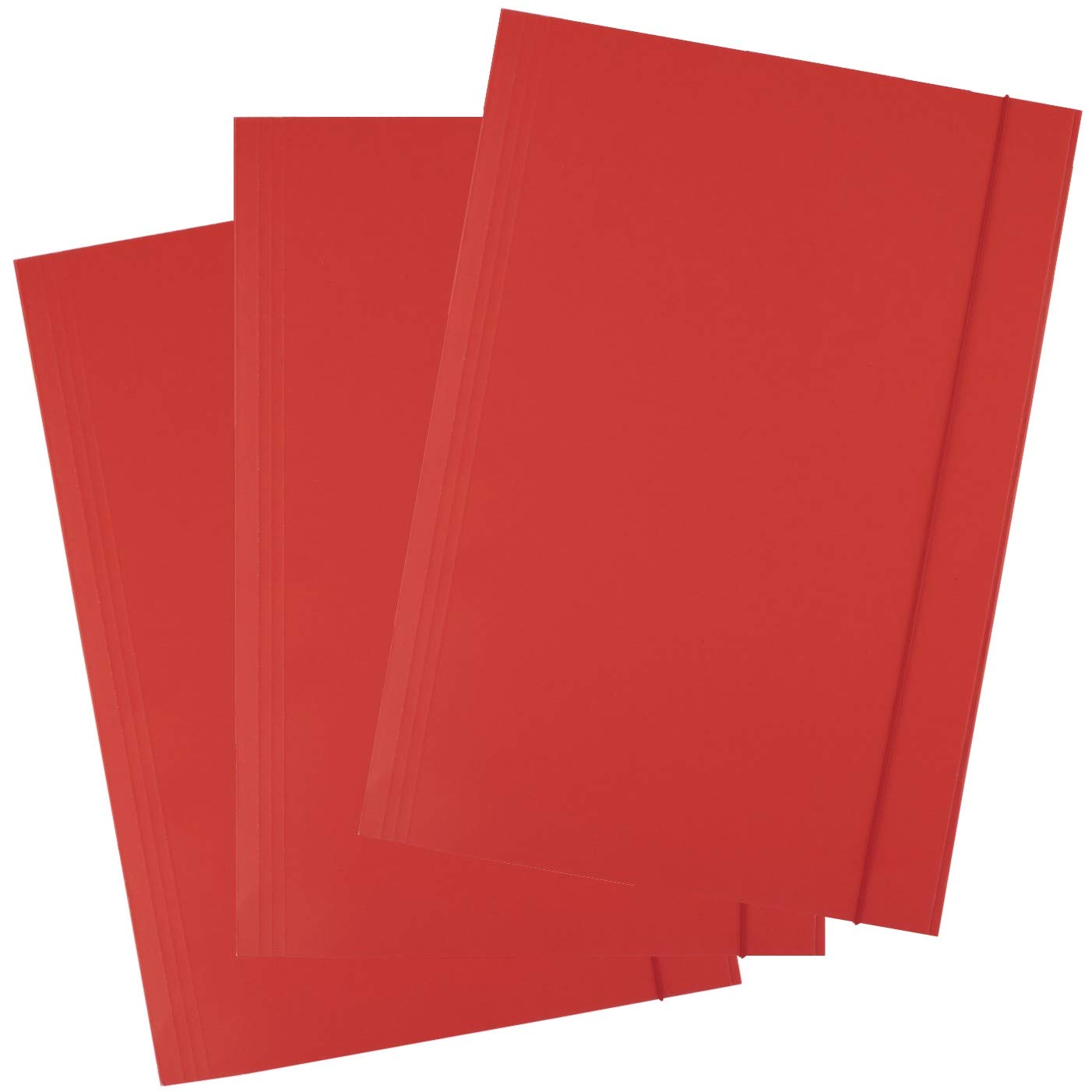 D.RECT | Folders for Paperwork | Cardboard Files | Folders with Elastic Band | Document Organiser | Folder for School - Office - Home | Pack of 25 Pieces | 3 Flaps | Size: A4 | Colour: Red