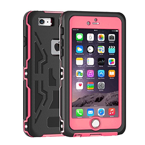 iPhone 6S Waterproof Case, iThrough iPhone 6 Waterproof Case, Dust Proof, Snow Proof, Shock Proof, Heavy Duty Full Body Protective Carrying Case, Hard Bumper Cover for iPhone 6S, iPhone 6 (Pink) - Thumbnail 6