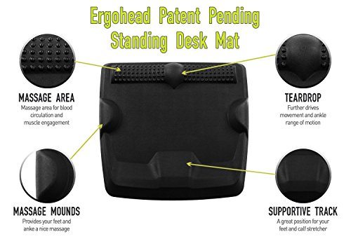 Ergohead Standing Desk Mat - Not-Flat Anti Fatigue Mat For Stand Up Desk, Ergonomically Engineered, Grey