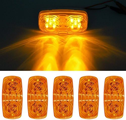 trailer lights,waterproof FIVE Trailer Marker LED Light Double Bullseye Amber 10 Diodes Clearance Light 1 year warranty
