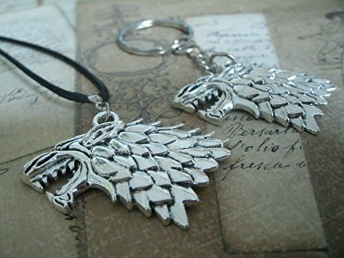 Keychain or Necklace of House Stark from Game of Thrones in silver metal