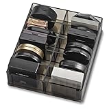 Acrylic Compact Organizer (Designed For Larger Compacts) & Beauty Care Holder Provides 10 Space Storage | byAlegory ( Black Clear) Makeup Organizer