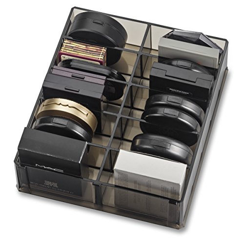 Acrylic Compact Organizer (Designed For Larger Compacts) & Beauty Care Holder Provides 10 Space Storage | byAlegory ( Black Clear) Makeup Organizer