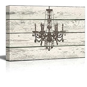 Chandelier Silhouette Crystal Candles II Artwork - Rustic Canvas Wall Art Home Art - 12x18 inches